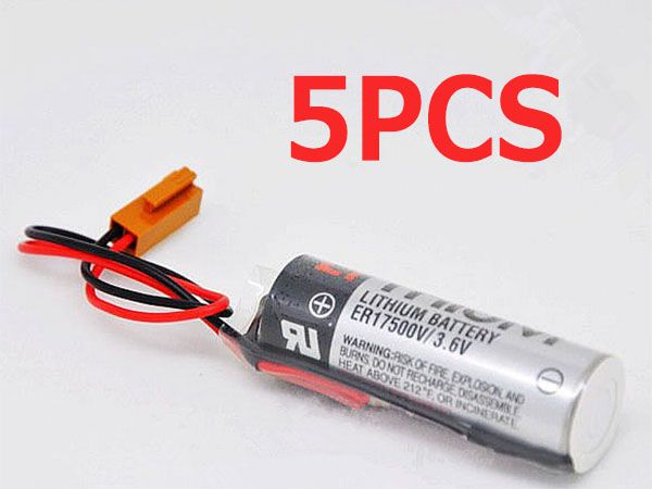 5pcs ER17500V ER17/50 CS1W-BAT01 3.6V 2700mAh PLC Li-ion Battery With Brown Plug対応バッテリー